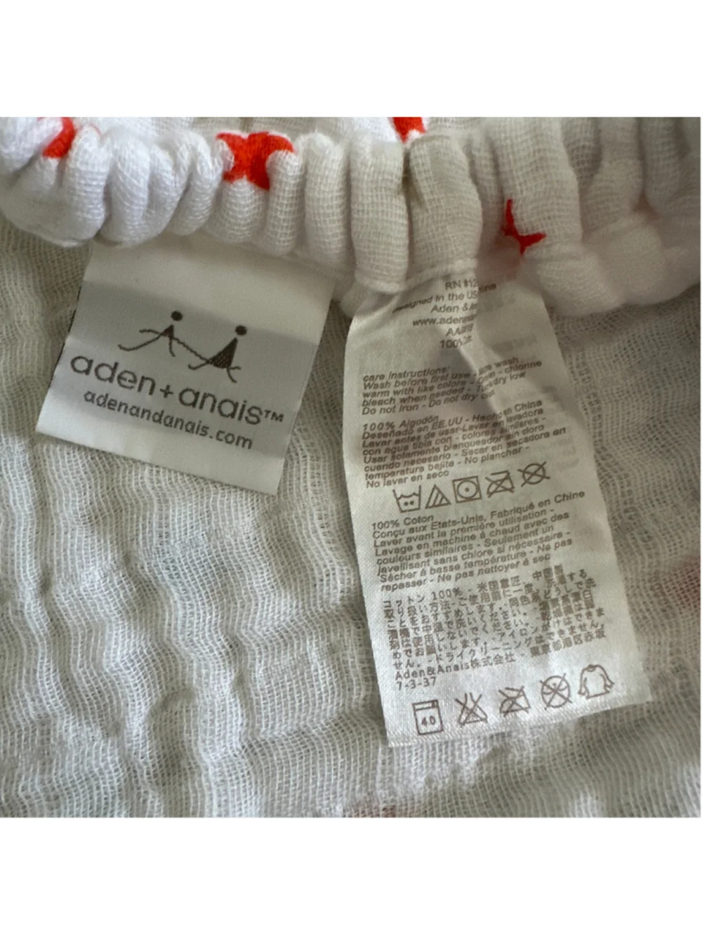 aden + anais Baby Changing Pad Cover Muslin White Red Blue Gray Star Print